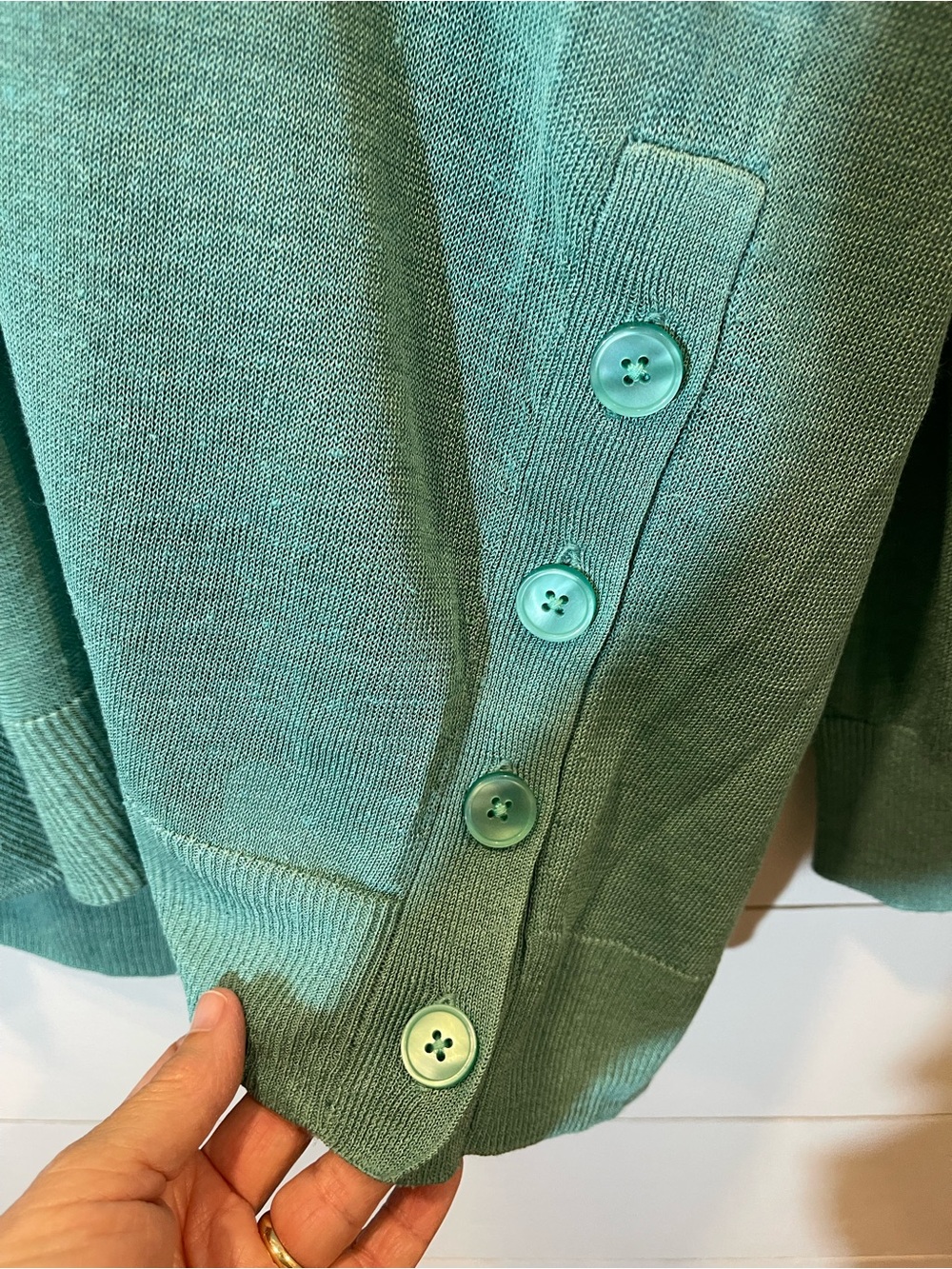 J. Crew Women's V-Neck Button-Detail Sweater in Seafoam  Size Medium NWT - Picture 5 of 8